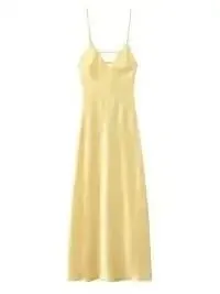 Solid Backless Stain Maxi Dress Pambabaeng Casual Spaghetti Strap V-neck High Waist Dresses 2026 Lady Summer Vacation Party Gowns