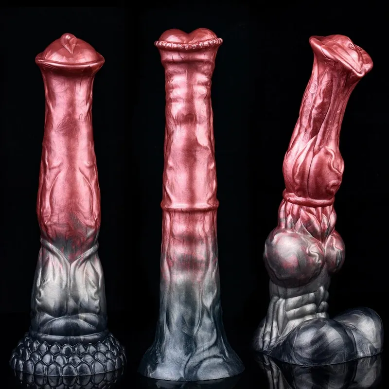 Silicone Horse Dildo Long Penis Anal Plug Napakalaking Knot G-spot Vaginal Stimulator na may Suction Cup Adult Sex Toy para sa Babae Mga Lalaki — image 1