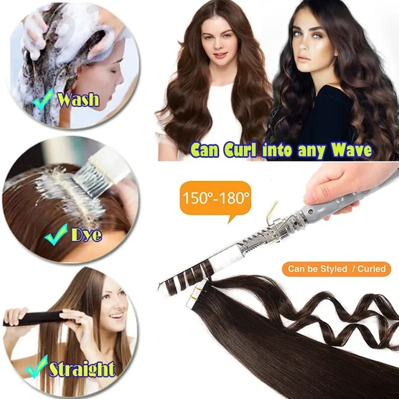 Full Shine Tape In 100% Remy Human Hair Straight Double Sided Blonde Comfortable Silky Natural Tape Ins For Women — image 7