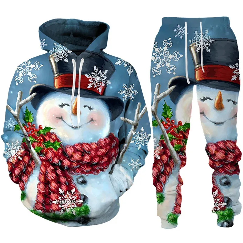 Fashion Funny Santa Claus 3D Print Tracksuit Set Man Woman Hoodie+Pants 2pcs Set Oversized Casual Christmas Party Couple Clothes — image 9