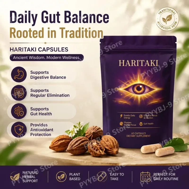 Haritaki Third Eye Capsules for Digestive Balance & Regular Gut Support with Antioxidant Protection 60 Organic Veggie Capsules — image 2