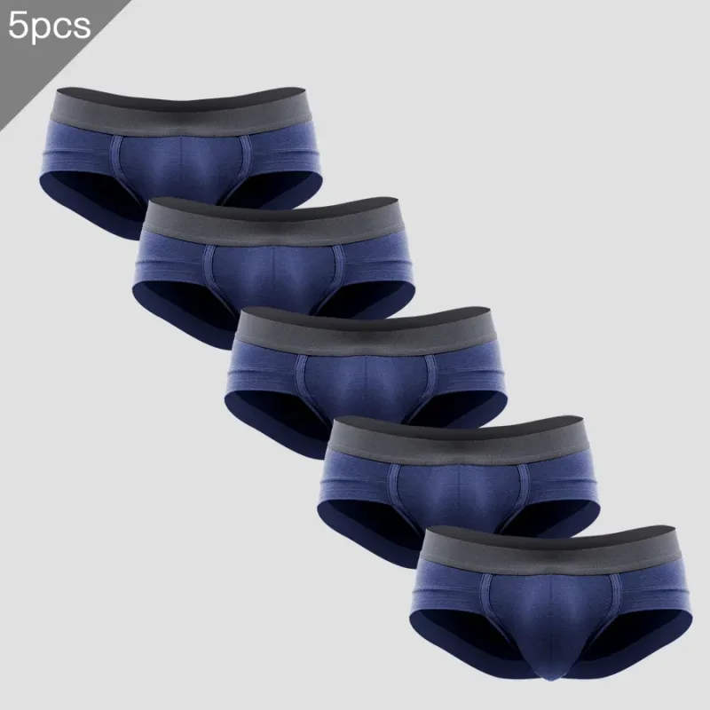 5PCSMen's three-piece briefs with U-shaped pouch, modal fabric, breathable, summer youth low-rise bottom pants — image 5