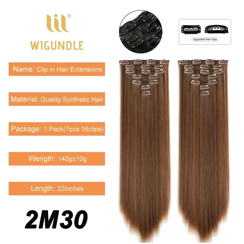 Clips In Hair Extension Long Straight Hair Pieces Clip In Hair Extension 22inches 7pcs/set Synthetic Fake Hair Pieces for Women — image 9