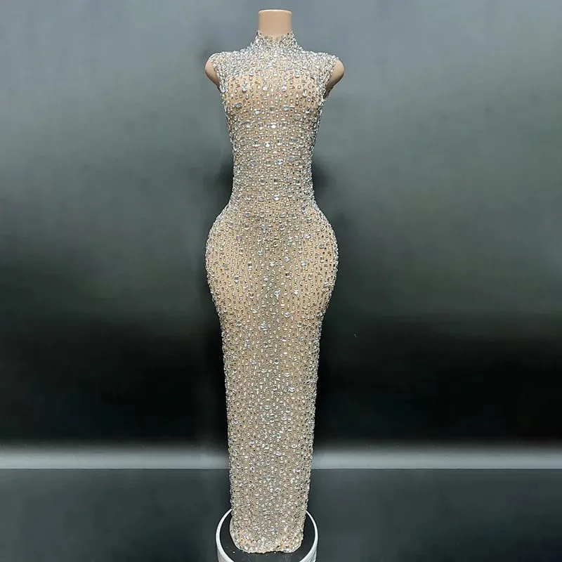 Elegante luxo cristal vestido de festa aniversário celebração vestido noiva diamante longo vestido de baile mãe formal grande vestido de festa — image 5
