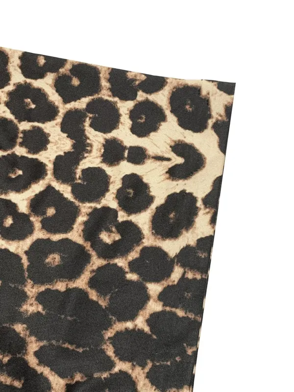 Women's Loose Fit Midi Dress Solid Color Wave Hem Design Comfortable Soft Fabric Leopard Print Summer Casual Wear — image 2