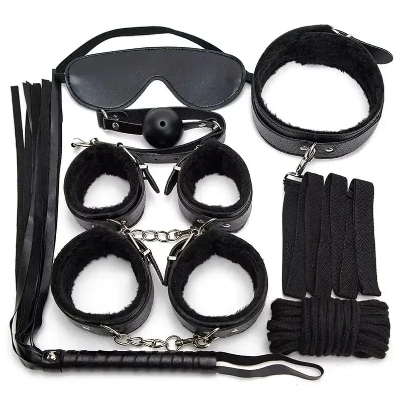 Sexy Toys for Cosplay Couples Adult Products 18 Handcuffs Erotic Accessories Bondage Hemp Rope Mask Sex SM BDSM Bondage Kit Set