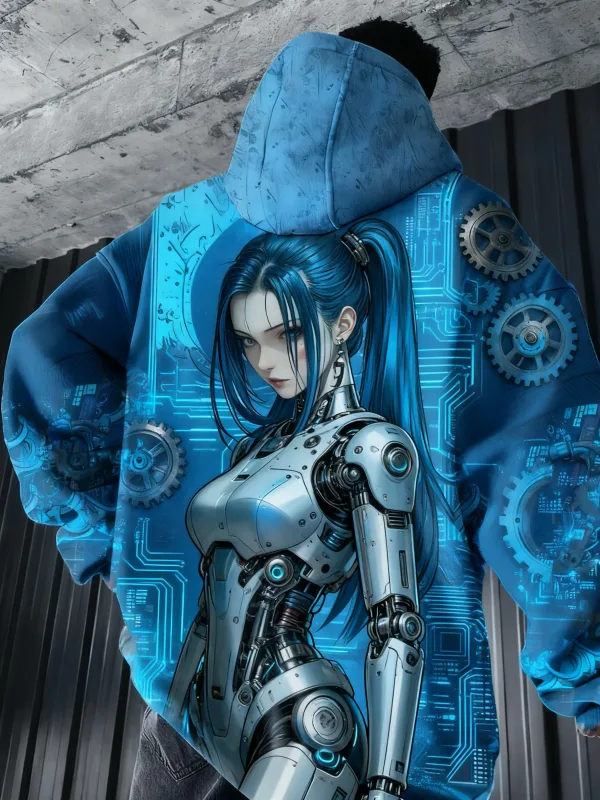 Hot Anime Girl Back Pattern Sweatshirt Casual Long Sleeve Hooded Pullover 3D Printing Top Fashion Oversized Men's Hoodies — image 8
