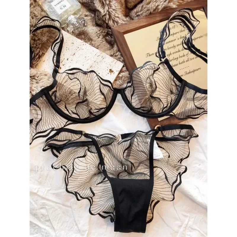 Pure Desire Christmas Minimizer Bra Sheer Mesh Large Bust Adjustable Soft Wires Anti-Sagging Elegant Lingerie UK Sizes MOYISU AB — image 3