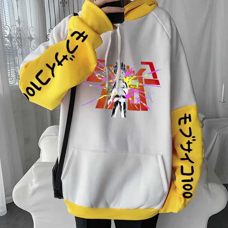 Anime Mob Psycho 100 Pulcsi Harajuku Shigeo Kageyama Punk Rajzfilm Pulóverek Férfi Női Ősz Tél Meleg Patchwork Pulóver — image 7