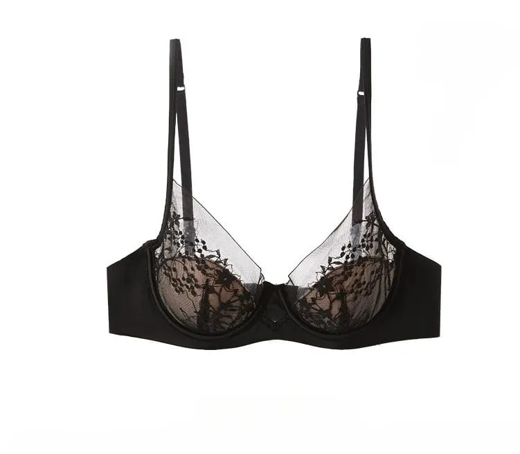 French-style na Lace at Satin Lingerie Set Magtipon ng Adjustable Straps Bra at Thin Padding Soft Wire ComfortMuslim Girls Underwear — image 9