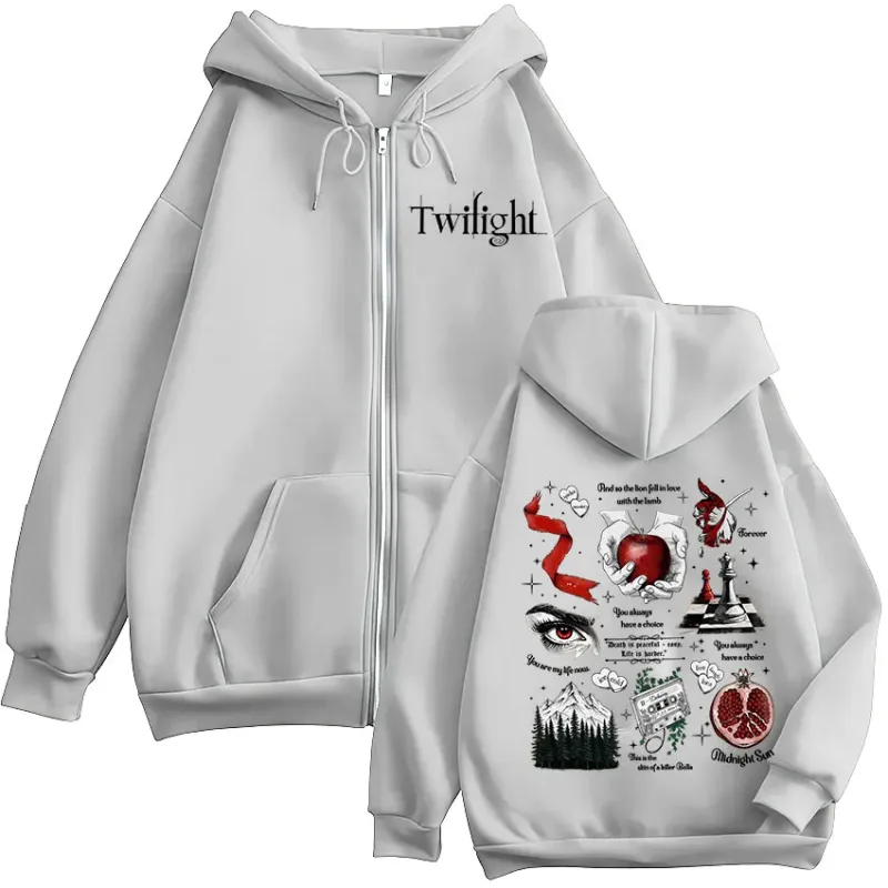 Twilight Vampire Wolf Romance Dragkedja Hoodies Edward Cullen Herr Damkläder Mode Fritidskläder Hip Hop Zip Up Huvtröjor — image 7