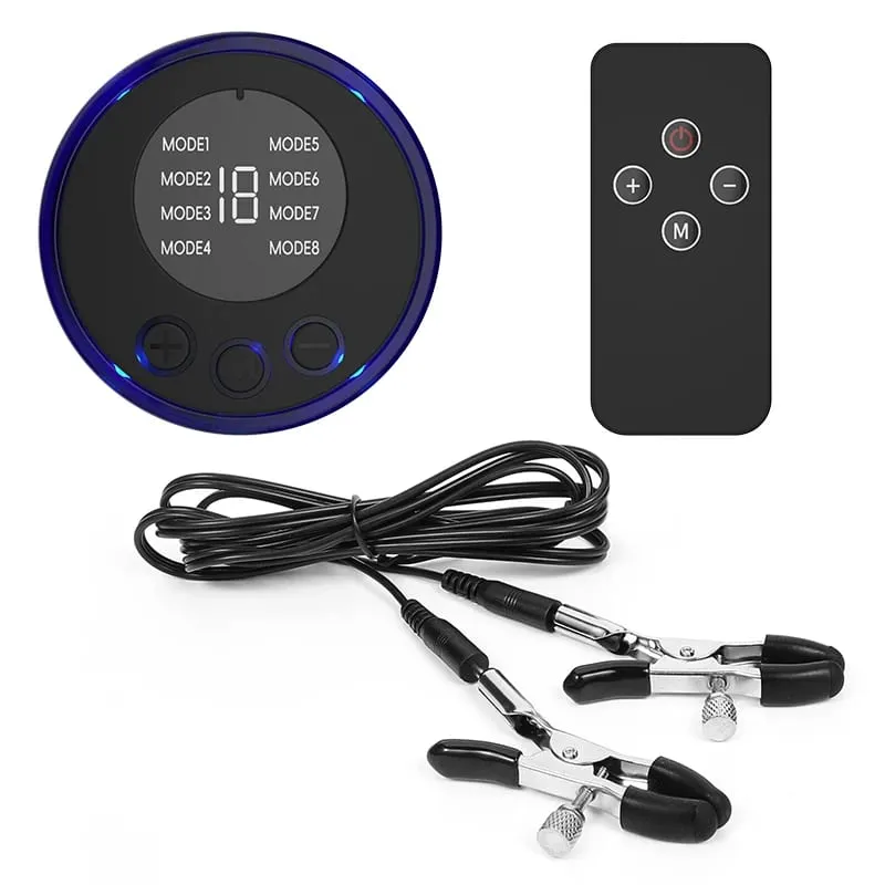 Remote Control Electric Shock Metal Nipples Clamps Breast Stimulation Massage Clitoris Labia Clips Adult Sex Toys for Women Men