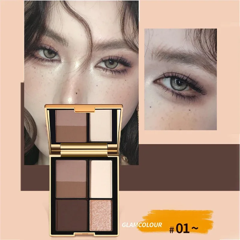 Versatile 5-Color Magic Eyeshadow Palette Brown Tones Matte Shimmer Finish Long-Lasting Eye Makeup Kit for All Ages