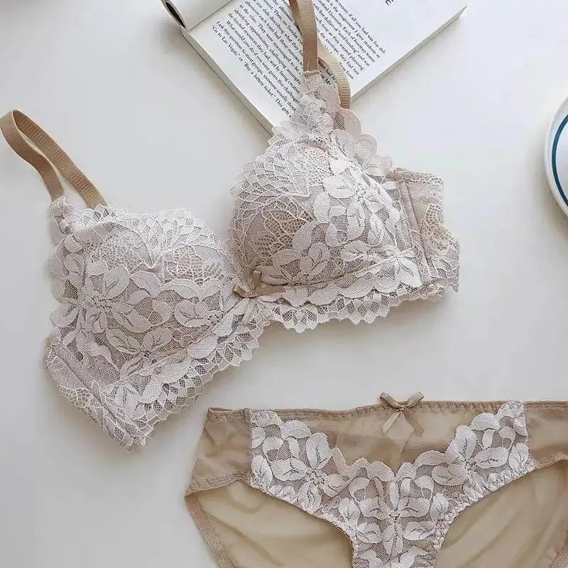 Modest Japanese Style Abaya Lace Bra Set Women Luxury Push Up Small Bust Support Anti Sagging Full Coverage Comfort MOYISU Sexy — image 6