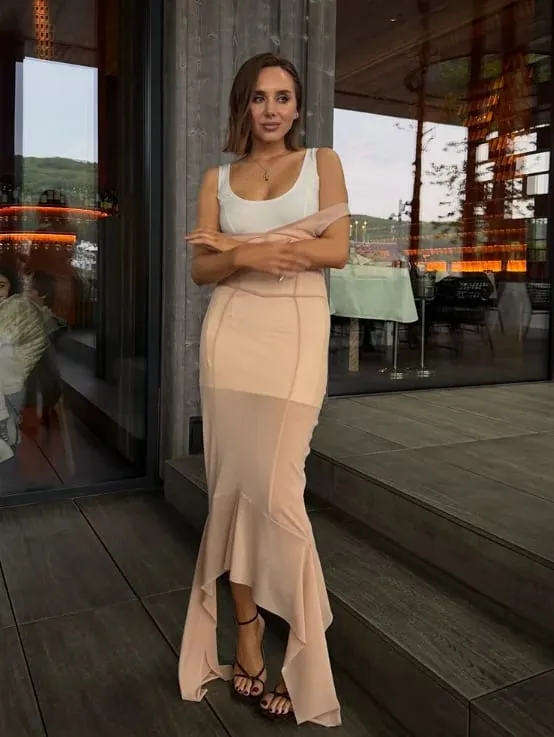 Ribbed Kintted Mini Dress Paired With Mesh Inner Layer Square Neck Sleeveless Slim Fit Dresses 2026 Lady Sexy Party Club Robes — image 11