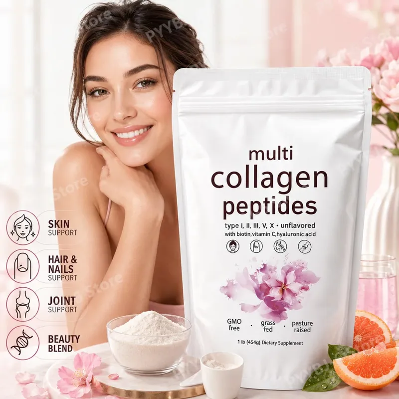 Multi Collagen Peptides Powder 454g Unflavored Collagen Blend na may Vitamin C Biotin Hyaluronic Acid Skin Hair Nails Support — image 2