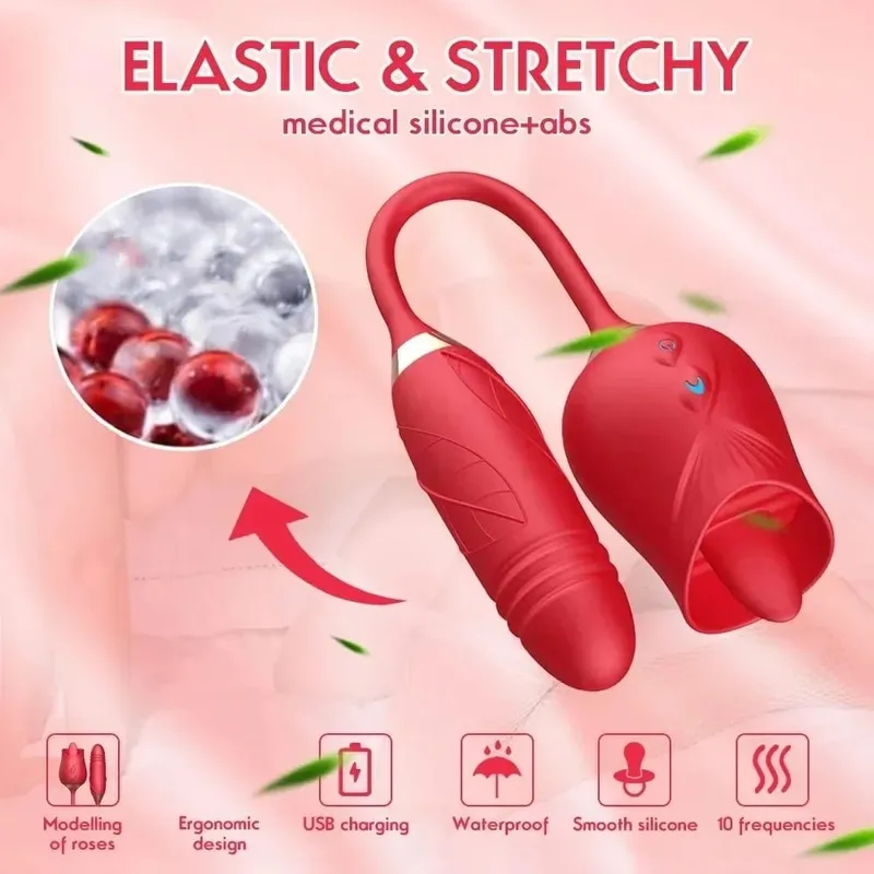 Powerful Rose Sucking Vibrator with Thrusting Clitoral Stimulator G-Spot Massager 10 Modes Rechargeable Sex Toy for Women — image 3