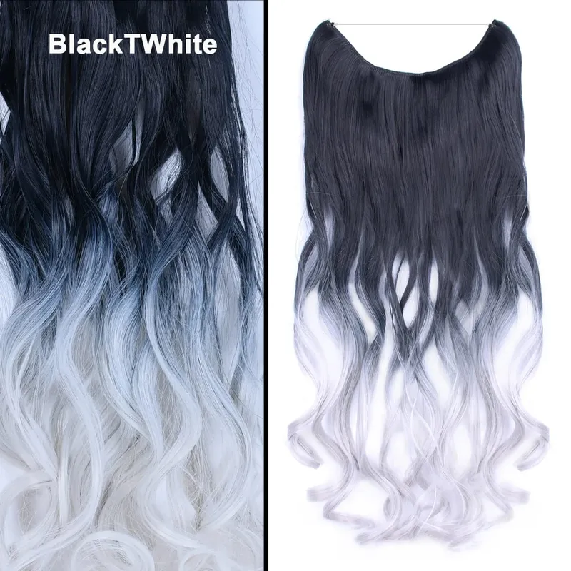 Jeedou One Piece No Clips Hairpieces Ombre Color Elasticity Invisible Wire Fish Line Wavy Synthetic Hair Extension — image 12