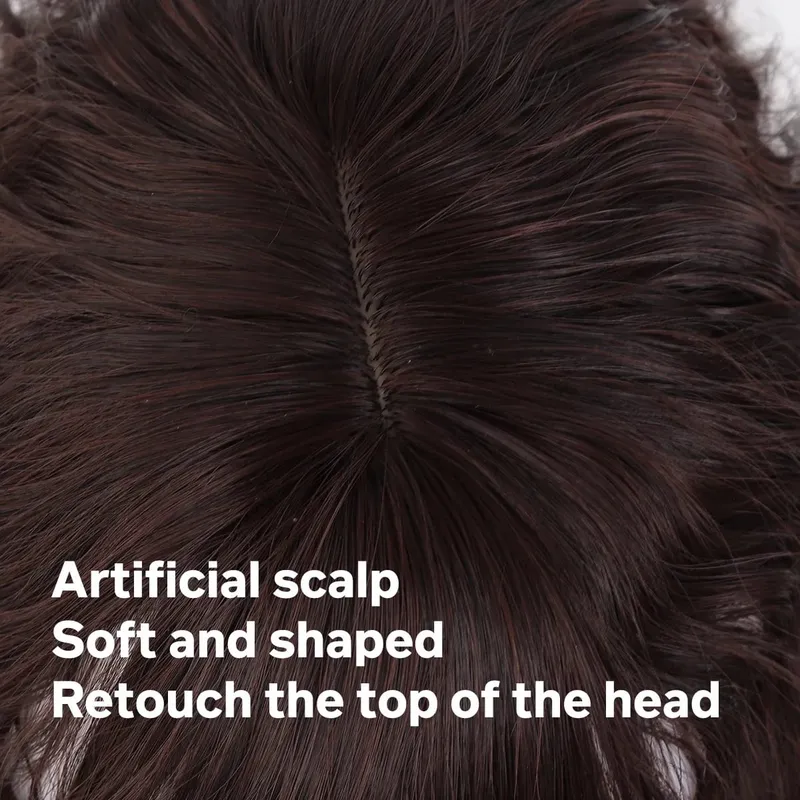 Topper Synthetic corn beard replacement block wig heat-resistant curly hair clip wig on the top of a woman's head — image 5