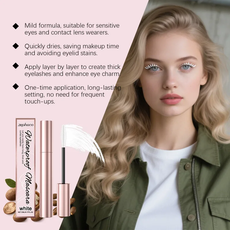 White Mascara Eyelashes Curling Liquid Long-Lasting Waterproof Natural Durable Extensions Makeup Eye Beauty Cosmetics Brush 5ml — image 2