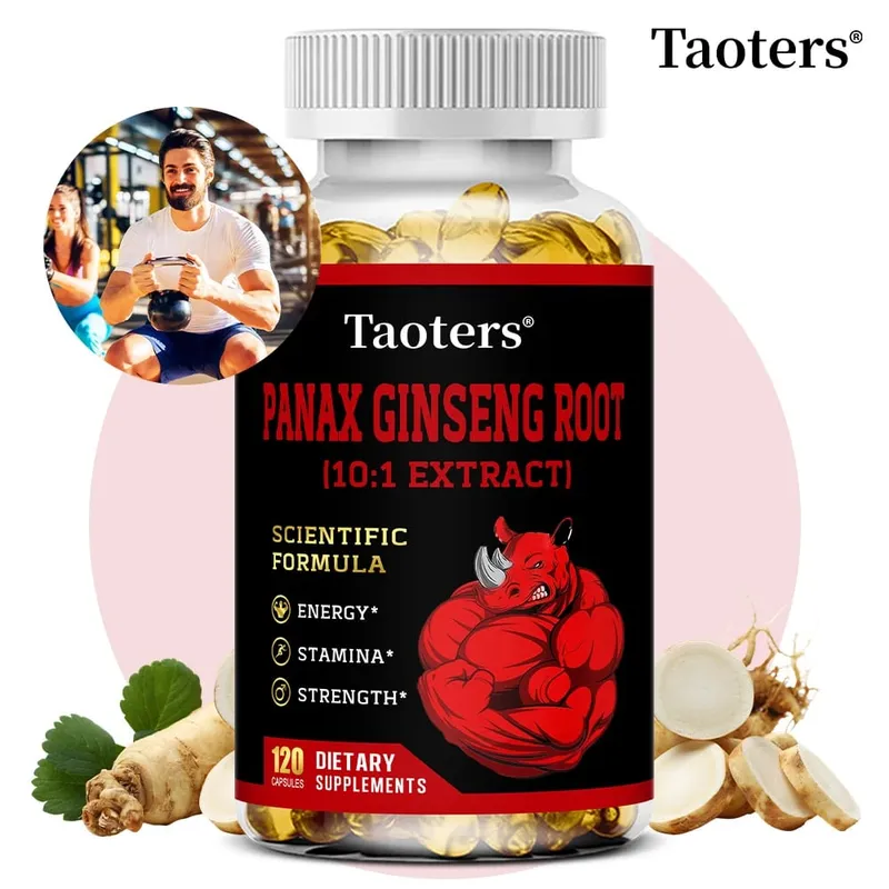 Panax Ginseng Root Capsules - Ashwagandha Extract Supplement Provides Energy Muscle Strength for Adults — image 2