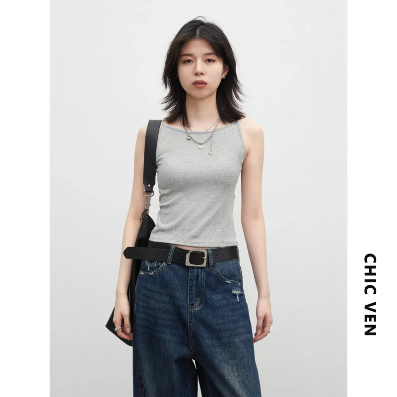 VEN Women Bottom Tees Solid New Slim Micro Elastic Tanks with Chest Cushion Ladies Camis Vest for Girl Summer 2026 — image 9