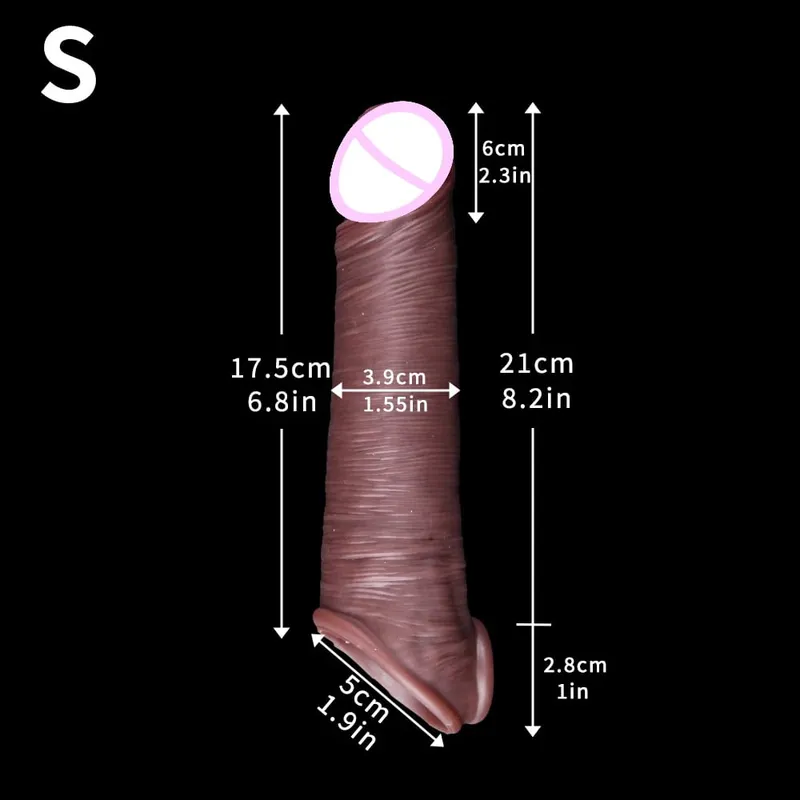 Makatotohanang Reusable Penis Sleeve Manipis Silicone Holster na May Anti-snap Ring Cock Enlargement Extender Para sa Mga Lalaki Delay Ejaculation — image 12