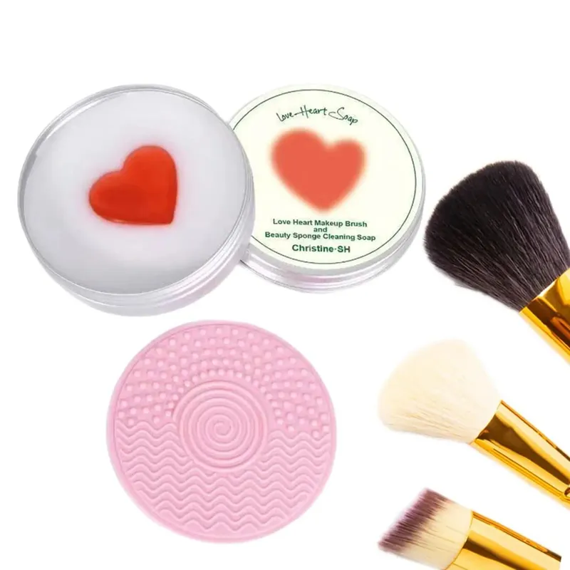 Makeup Brush Cleaner Soap with Silicone Mat Deep Cleans Waterproof Makeup for Synthetic Natural Makeup Brushes Sponges