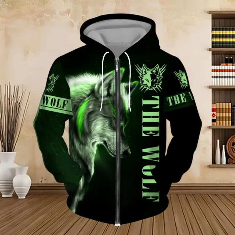 Primavera e outono moletom com capuz masculino 3d impressão digital série tigre zip up hoodies moda moletom personalizado para homem — image 7