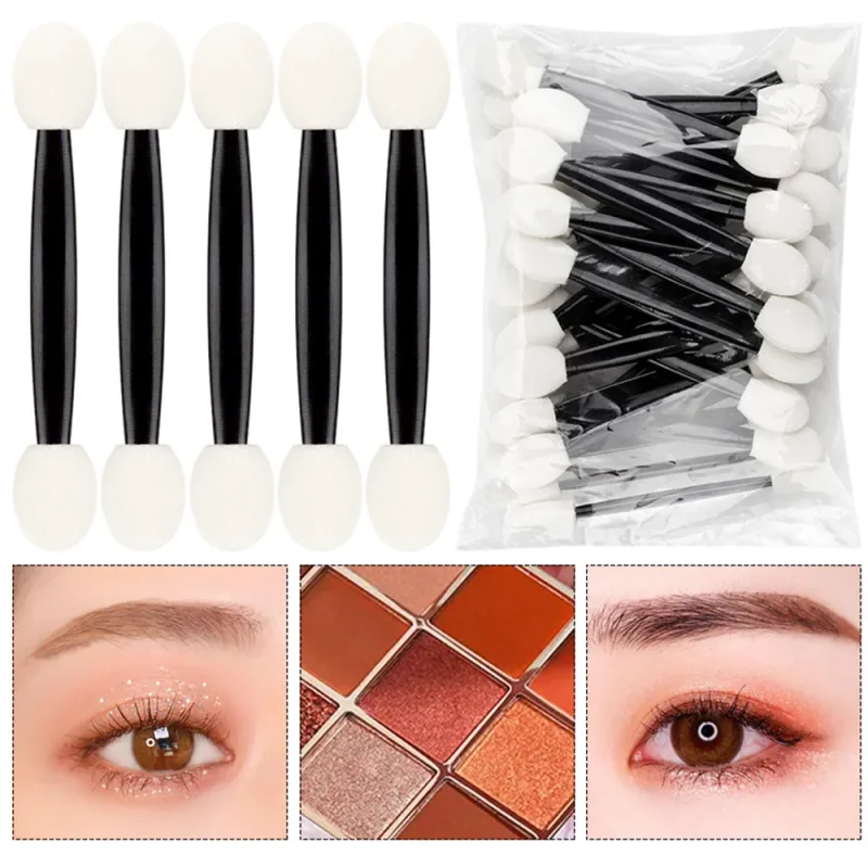 50/100pcs Eyeshadow Applicators White Dual Sides Eye Shadow Brush Makeup Sponge Brushes For Girls Cosmetic Tool Applicators — image 4