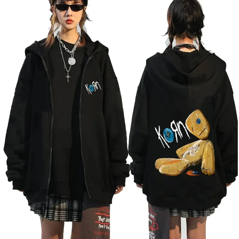 Korn Rock Band Letter Logo Zipper Hoodie Men's Metal Gothic Vintage Oversized Zip Up Hoodies Streetwear Punk Sweatshirts Jackets — image 17