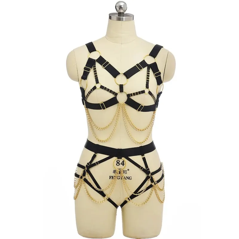 Gótico elástico corpo arnês gaiola sutiã oco ajustar lingerie sexy conjunto punk halloween pena desempenho roupas bondage arnês — image 13