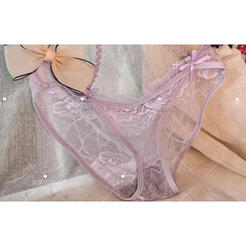 Ladies Halter Neck Bra Set Purple Cross Strap Butterfly Detail Push Up Lingerie Suit 32-38AB Daily Fashion Inner Wear — image 4