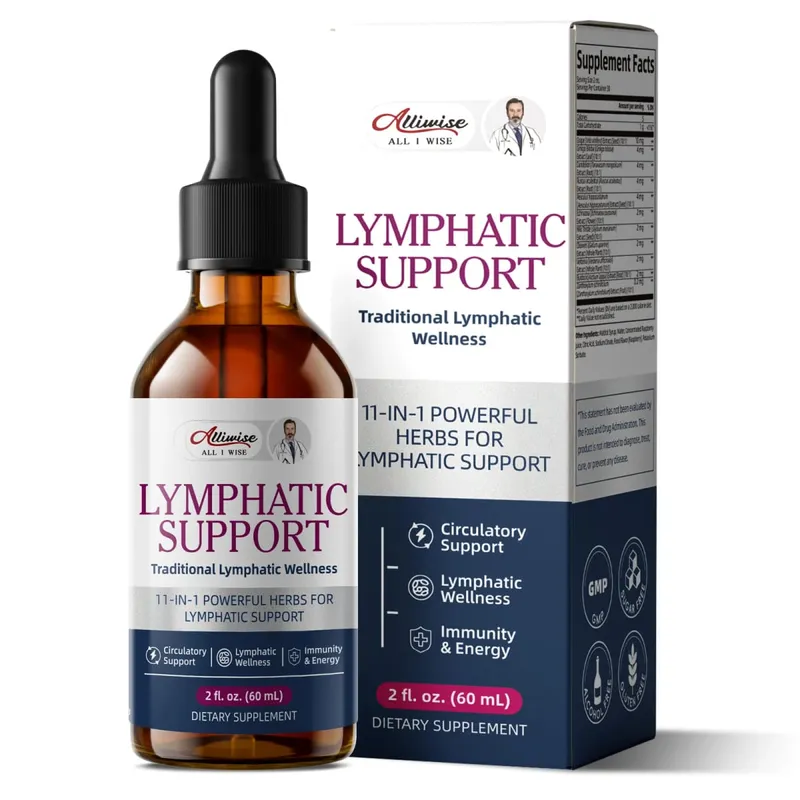 Alliwise Lymphatic Health Support Drops 11 in1 Herbal Compound Formula Body Cleanse & Refresh Digestive Support Lymphatic Detox