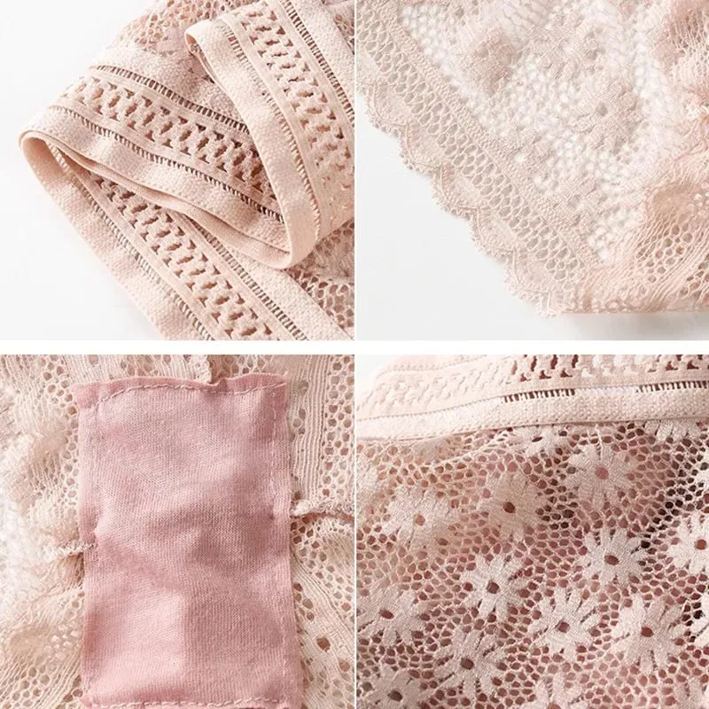 Lace Back Women Bra Set Without Steel Rims French Triangular Cup Comfortable Chest Covering Stretchable Skin Friendly Underwear — image 6