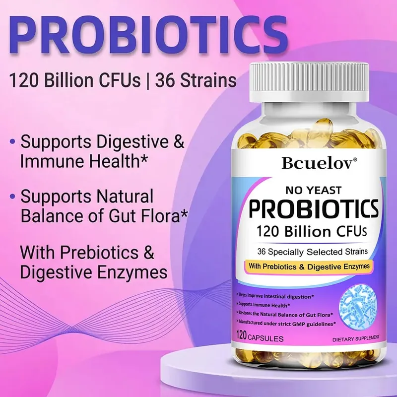 Ang Probiotics 120 Billion CFU na may Prebiotics at Digestive Enzymes ay sumusuporta sa Digestion Gut Flora Bloating Relief at Immune Health — image 2