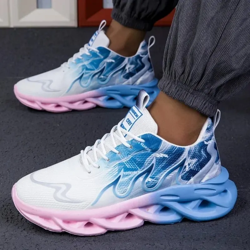 Men's Casual Sports Shoes Breathable Lightweight Flame Print Sports Shoes Summer Outdoor Tennis Running Hiking Shoes for Men — image 8