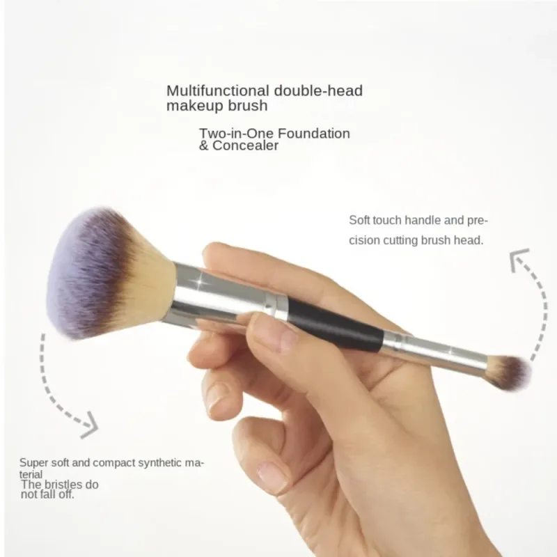 Rounded Taperd Dual-ended Foundation Brush Short Hair Flawless Dual-purpose Makeup Brush Makeup Brushes for Liquid Cream Powder — image 3