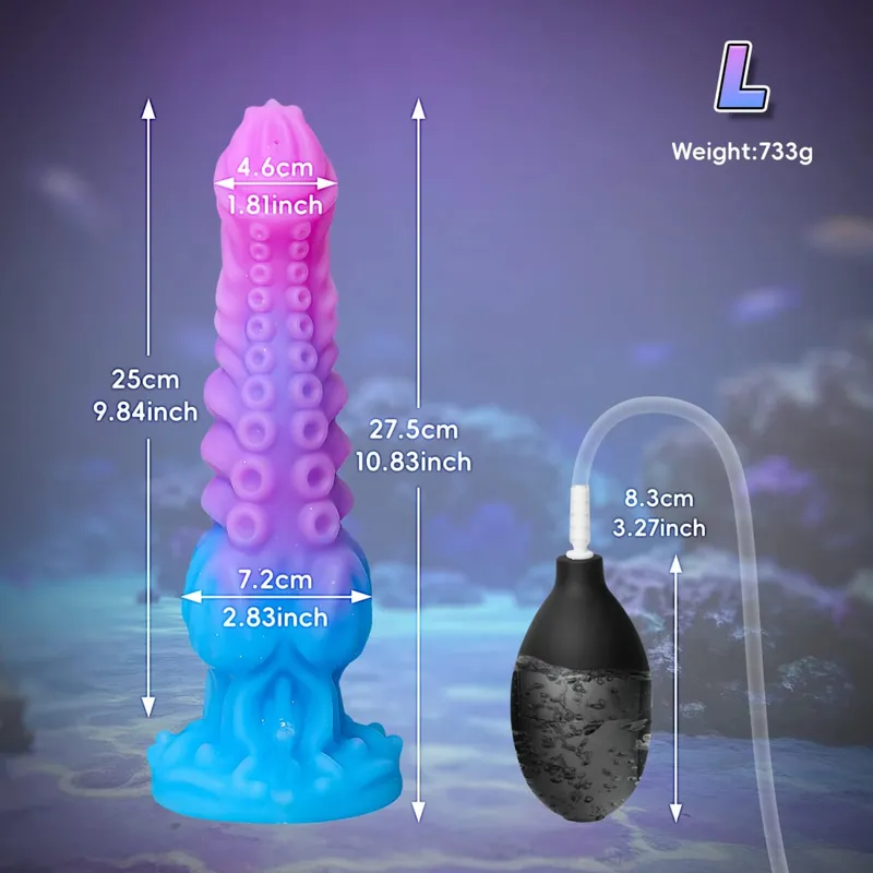 Ejaculation Monster Dildo Soft Silicone Penis Inflatable Big Knot Dildos Squirting Strong Sucker Dick Sex Toy for Women Men 18+ — image 9