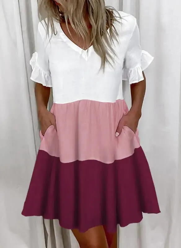 Vestido de verão feminino casual com decote em v manga curta manga borboleta floral folha carta impressão mini vestidos ysx9032 — image 15