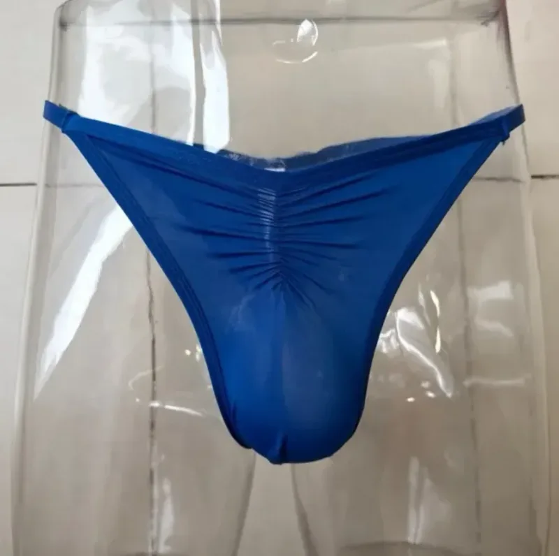 Cueca tanga de seda gelo masculina, tamanho americano, sexy, cintura baixa, fio dental, respirável, sem costura, costas em t, roupa íntima esportiva, tamanho grande — image 5