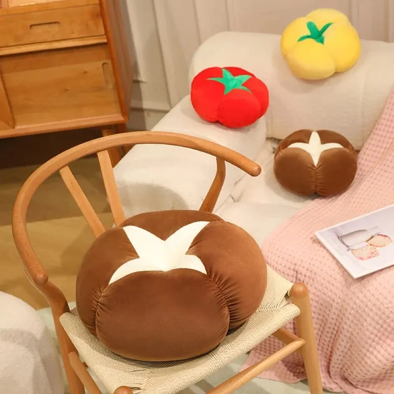 Kawaii Simülasyon Sebze Meyve Peluş Yastık Trabzon Hurması Shiitake Mantar Domates Yumuşak Dekor Yastık Yatak Odası Kanepe Hediye — image 6