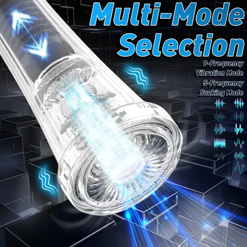 Realistic 3D Textured Ultimate Penis Pumping Experience 9 Frequency Vibrating & Sucking Automatic Male Masturbator Adult Toys 18 — image 2