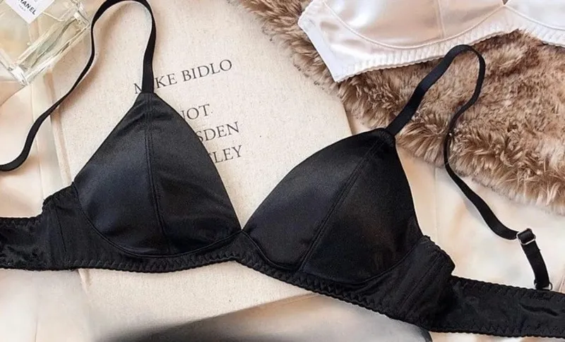 French Style Women Satin Triangle Cup Bra Set Thin Wireless Seamless Sexy Lingerie Light Support Comfort Brassiere Underwear — image 8