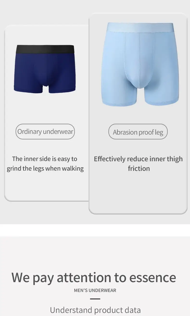 Roupa íntima esportiva masculina de seda gelo verão fino anti-desgaste perna correndo respirável tamanho grande estendido anti-desgaste virilha boxer br — image 3