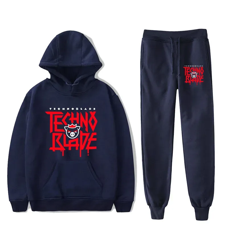 Harajuku Comfortable technoblade Print Sweatshirt Sweatpants Suit Men/Women Hoodies+ Trousers Suit Cute 2 Piece Set Clothes — image 14
