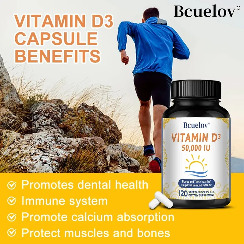 D3-vitamin 50000 NE - Csontok egészségének és immunrendszerének támogatása - GMO-mentes gluténmentes - D3-vitamin D-vitamin-kiegészítő férfiaknak és nőknek — image 4