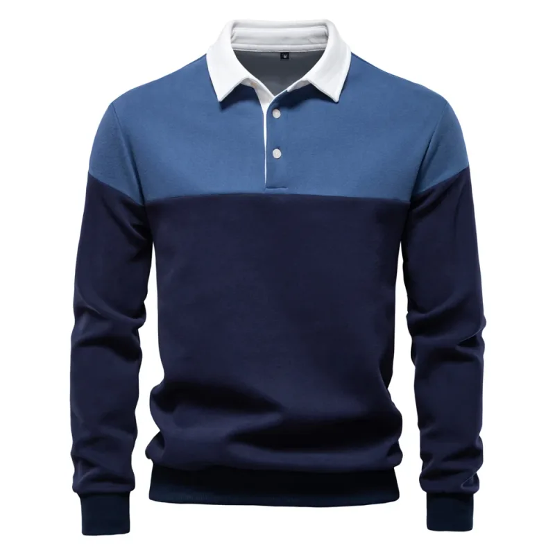 Nova primavera masculina com capuz de mistura de algodão em bloco colorido para negócios estilo casual moletom de manga comprida — image 6