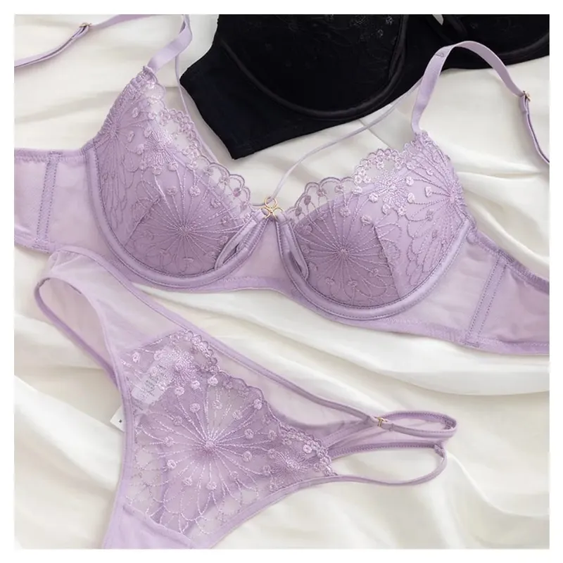 Pure Desire Sexig fransk spetsbh för kvinnor Sommar Tunn Cup Push-Up BH Casual Mode Underkläder Underkläder 34‑40 BANERDANNI — image 7