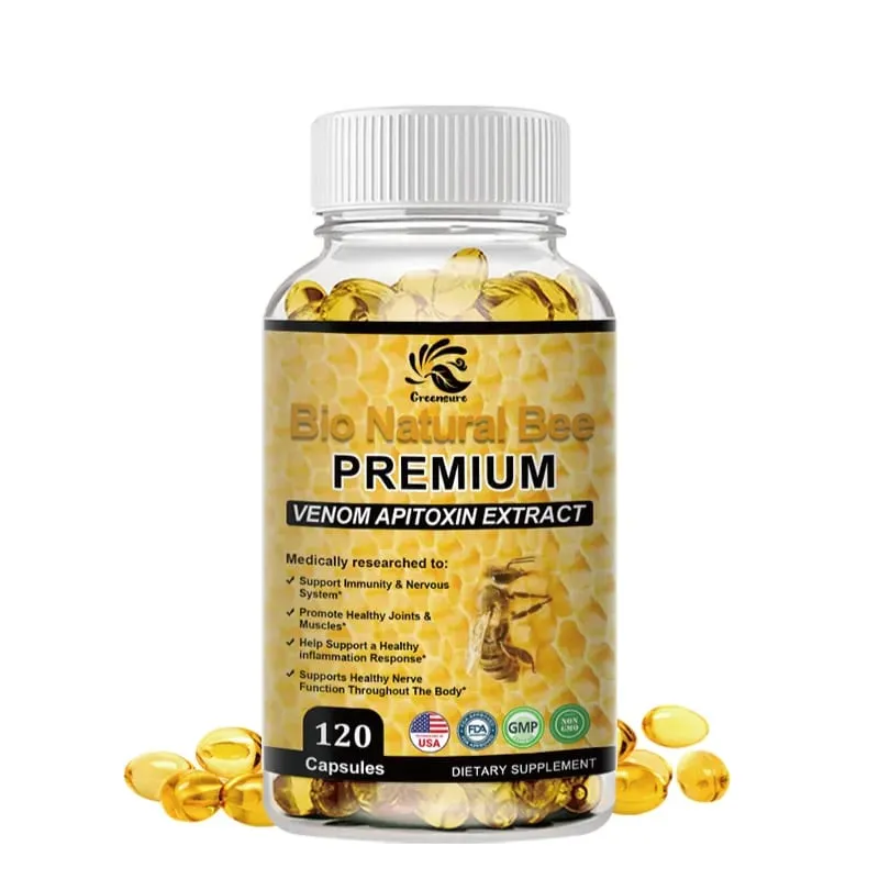 Greensure Natural BEE Venom Capsule pour l'immunité et l'antioxydation - 60/120 Capsules - Sans OGM